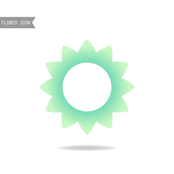 花标志花平面图标对象上的白色图片下载