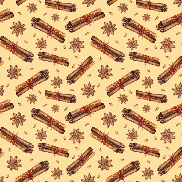 无缝模式与八角和桂皮图片下载