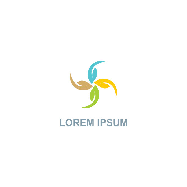 彩色树叶圆形Logo图片下载