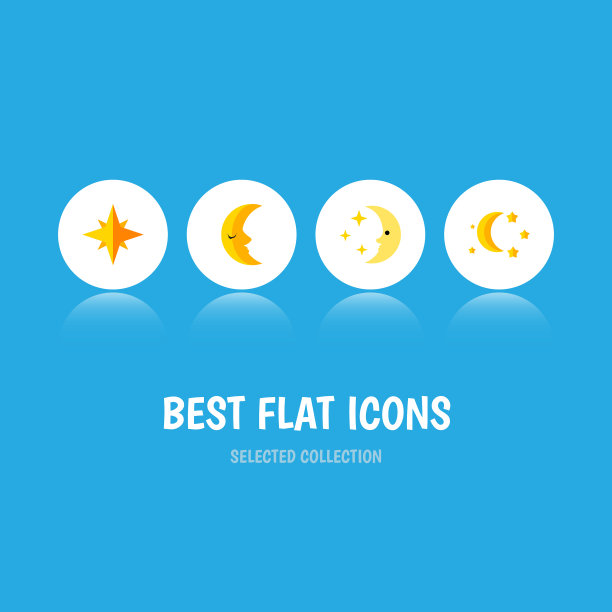 平坦的图标夜晚设置夜间就寝月亮图片下载
