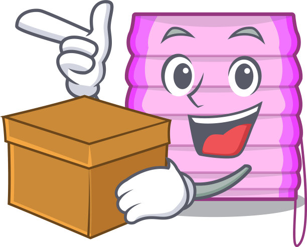 在家里的窗户上放盒式卡通百叶窗图片下载