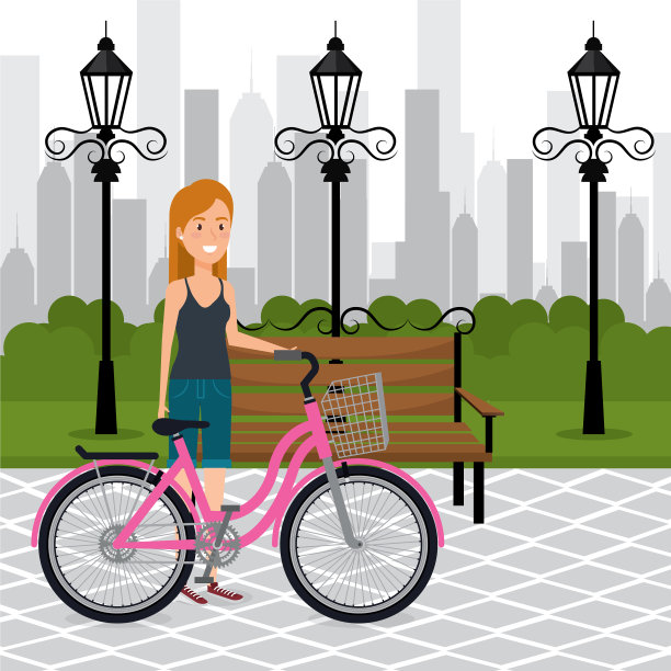 风景中骑着自行车的女人图片下载