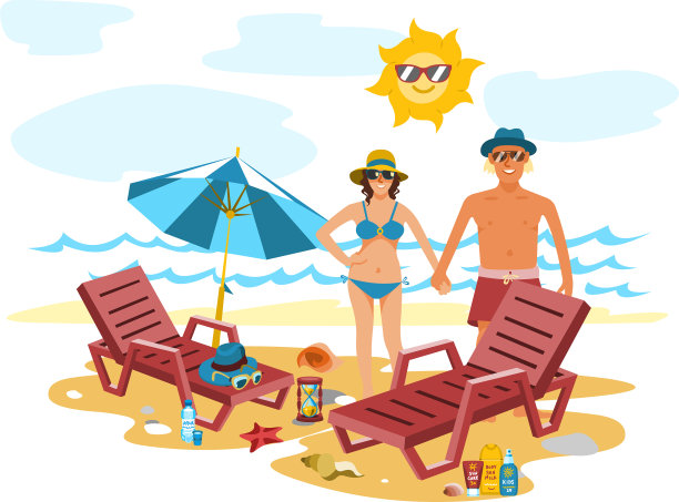 男人和女人的夫妇度假夏天时间上图片下载