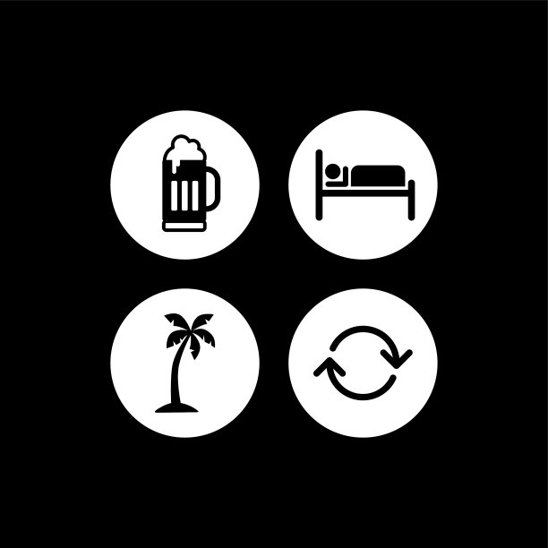 啤酒睡觉海滩重复图标标志图片下载