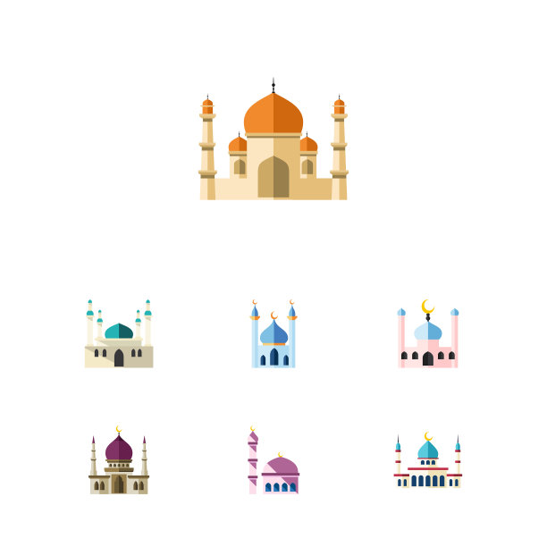 平坦的伊斯兰教的图标尖塔套穆斯林宗教图片下载