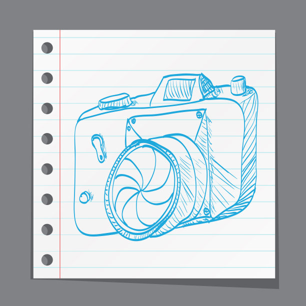 素描风格的复古相机图片下载