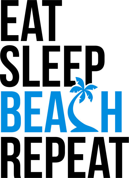 吃，睡，海滩重复图标标志图片下载