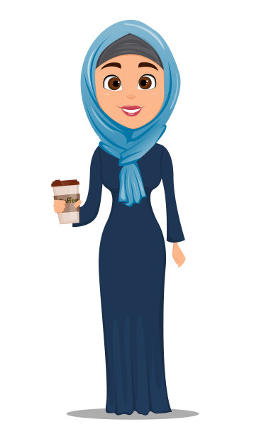 阿拉伯妇女与咖啡女商人的卡通图片下载