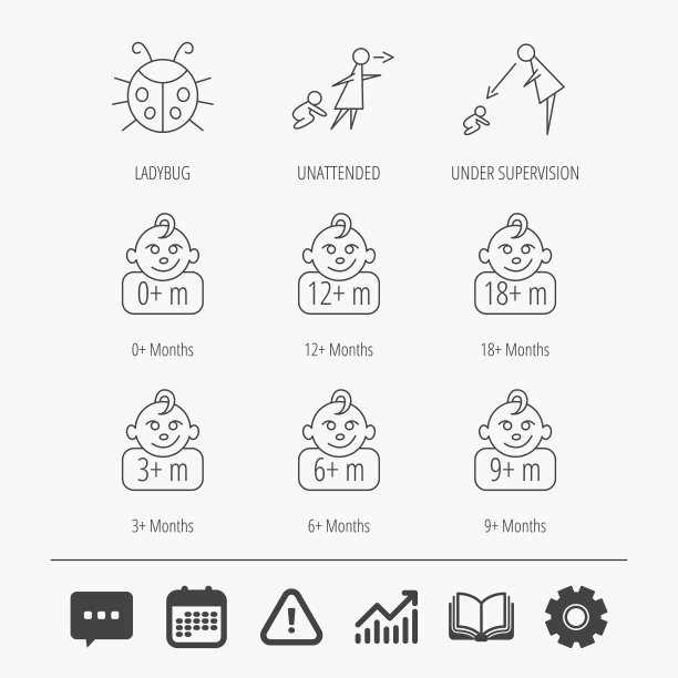 婴儿瓢虫和蹒跚学步的婴儿图标图片下载