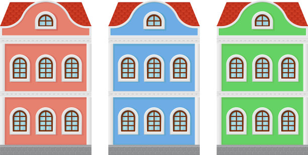 两层彩色欧式平房图片下载