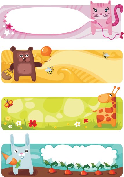 可爱动物卡片套装图片下载