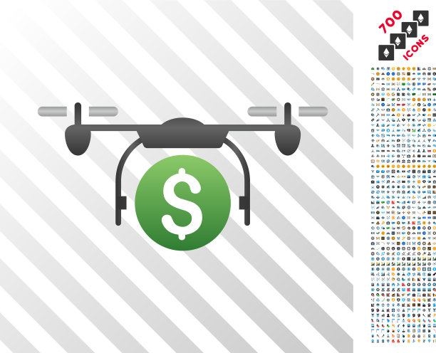 四轴飞行器支付平面图标与奖金图片下载
