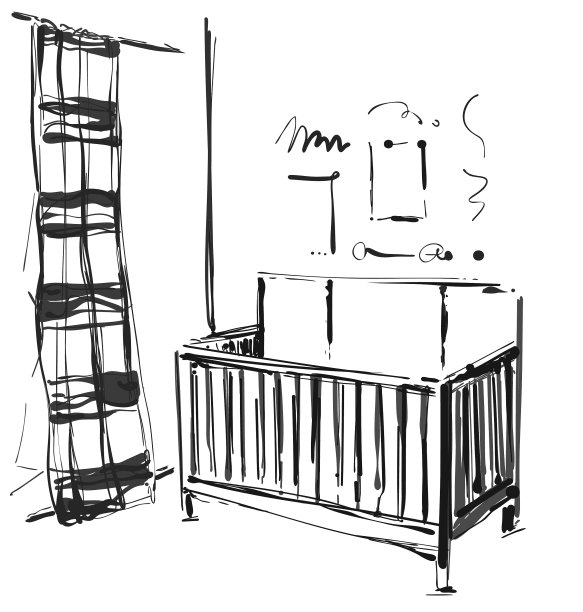 手绘儿童房家具素描宝宝图片下载