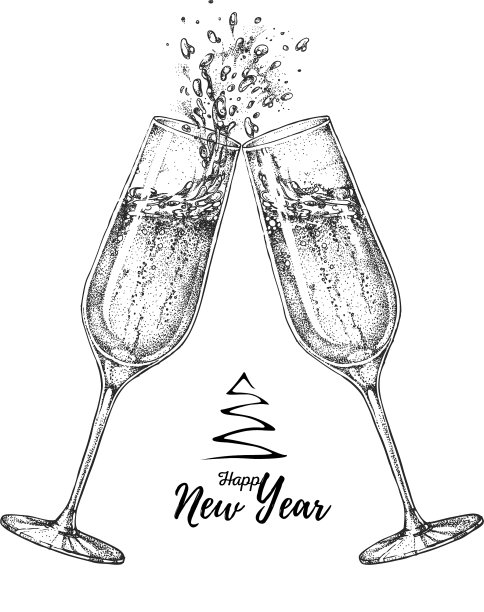 手画两个碰杯香槟图片下载