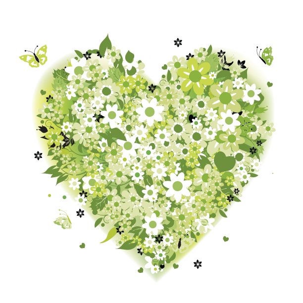 花心形状的夏季绿色图片下载