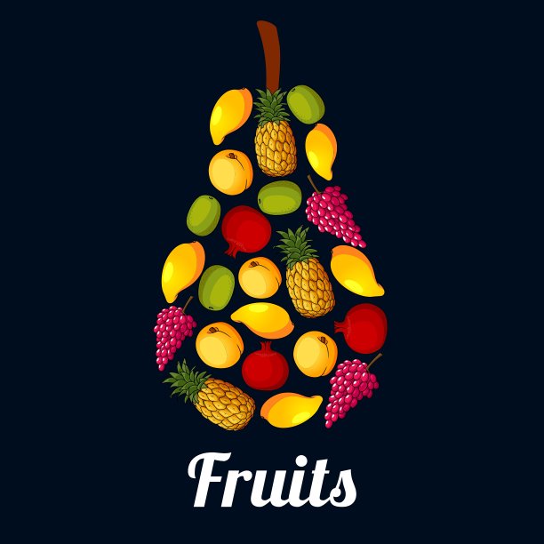 水果排列成一个梨形的符号图片下载