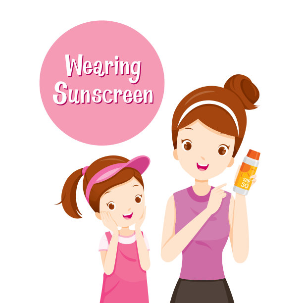 妈妈拿着防晒包装带着女儿图片下载