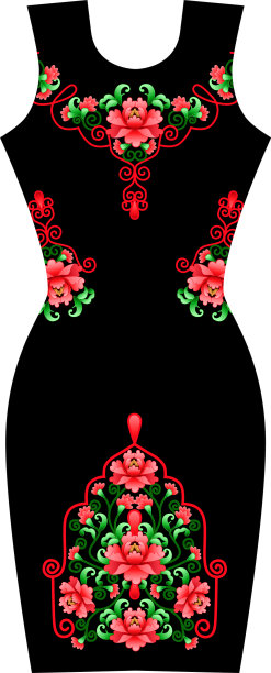 日本风格服装的刺绣设计图片下载