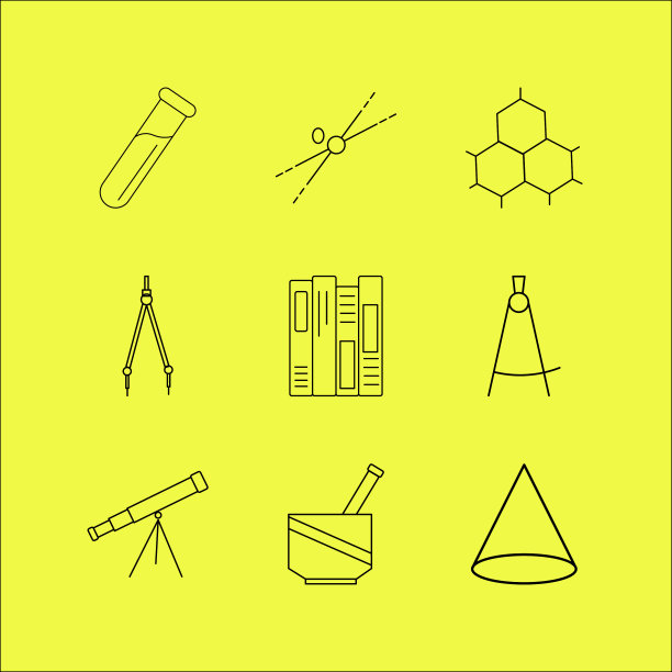 科学线性图标设置简单轮廓图标图片下载