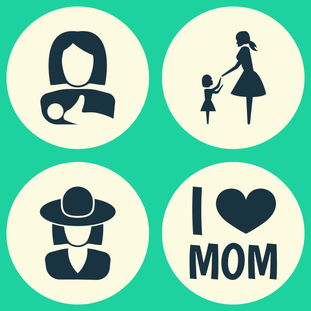 母亲节图标设计概念集4个这样图片下载