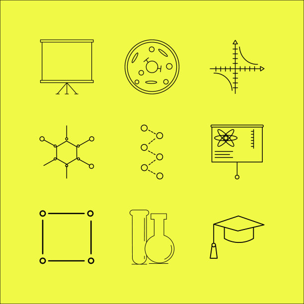 科学线性图标设置简单轮廓图标图片下载