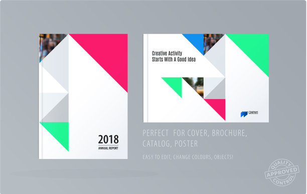宣传册设计三角形模板色彩鲜艳图片下载