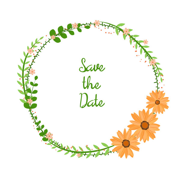 保存日期花框架与花孤立图片下载