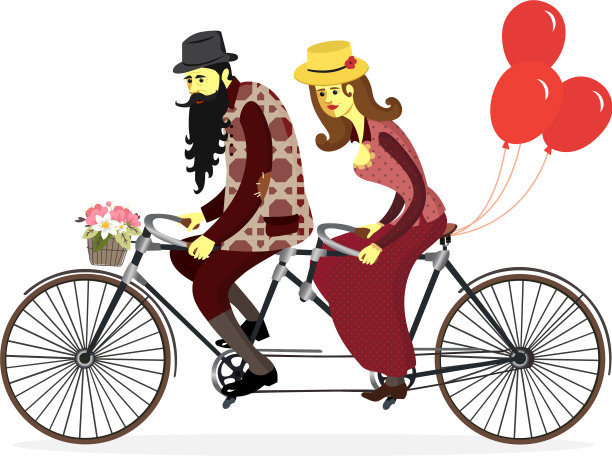 一对相爱的男女骑着自行车图片下载