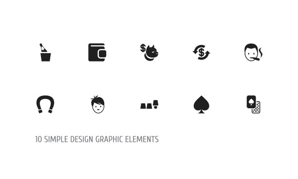 一组10可编辑的赌场图标包括符号图片下载