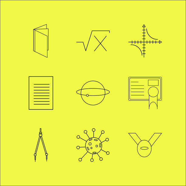 科学线性图标设置简单轮廓图标图片下载