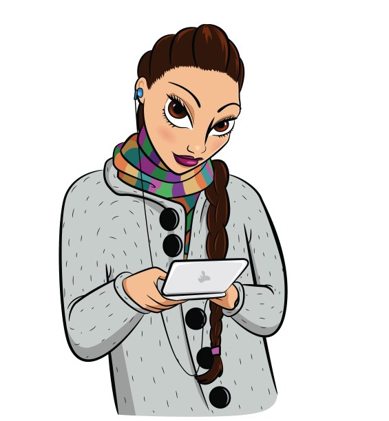 女孩和袖珍电脑图片下载