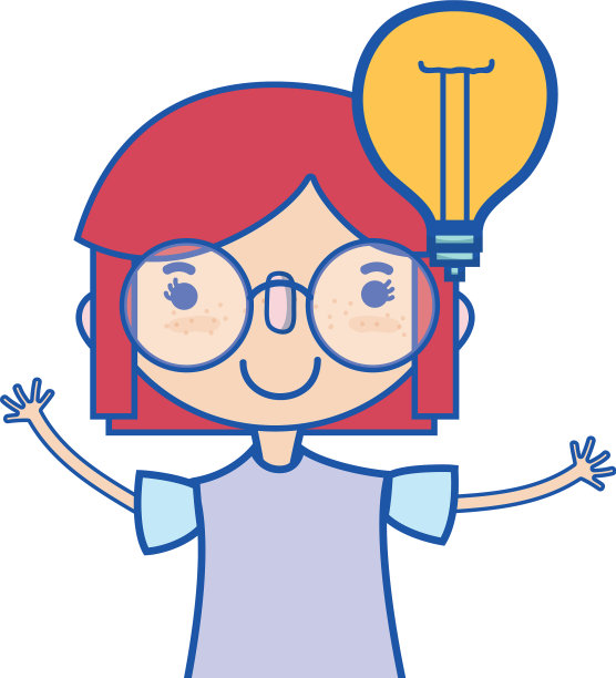 女孩与灯泡的想法和发型设计图片下载