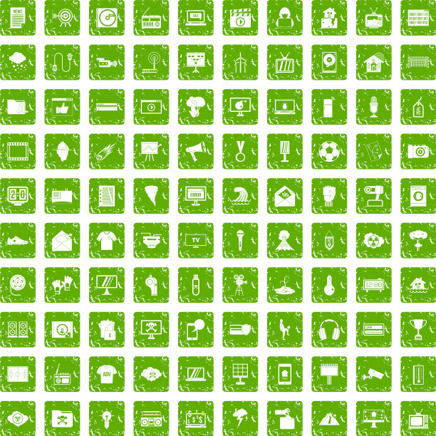 100个电视图标设置垃圾绿图片下载