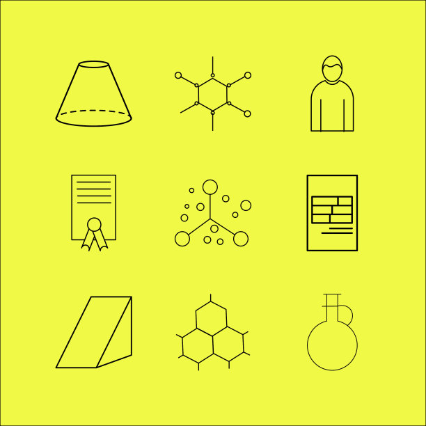 科学线性图标设置简单轮廓图标图片下载