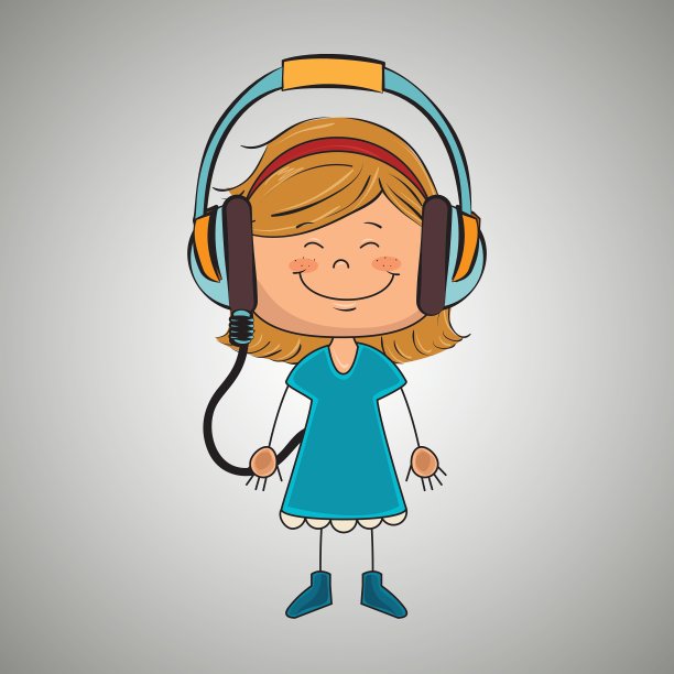 女孩小孩耳机音乐偶像图片下载