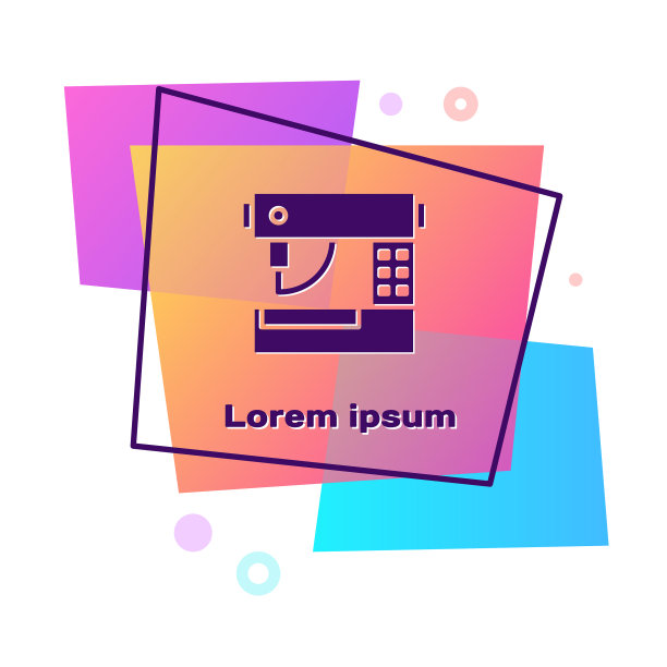 紫色缝纫机图标孤立在白色上图片下载