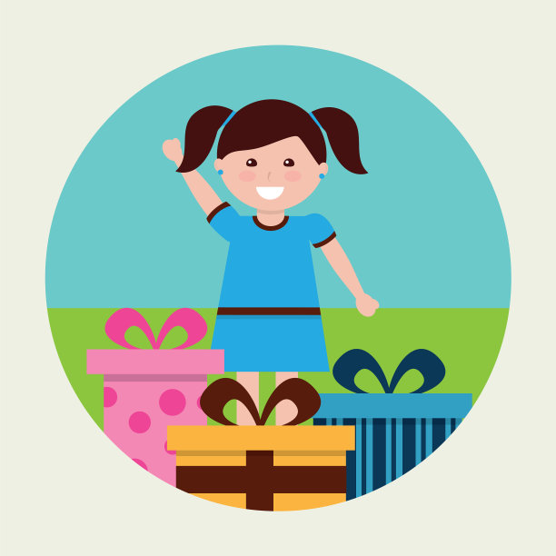 可爱的女孩丝带蝴蝶结包装礼盒图片下载