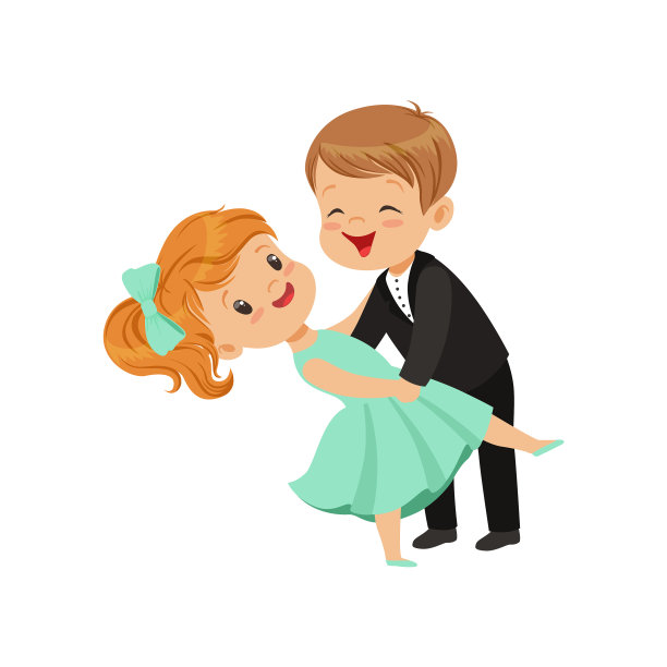 可爱的小男孩和小女孩跳着古典舞图片下载