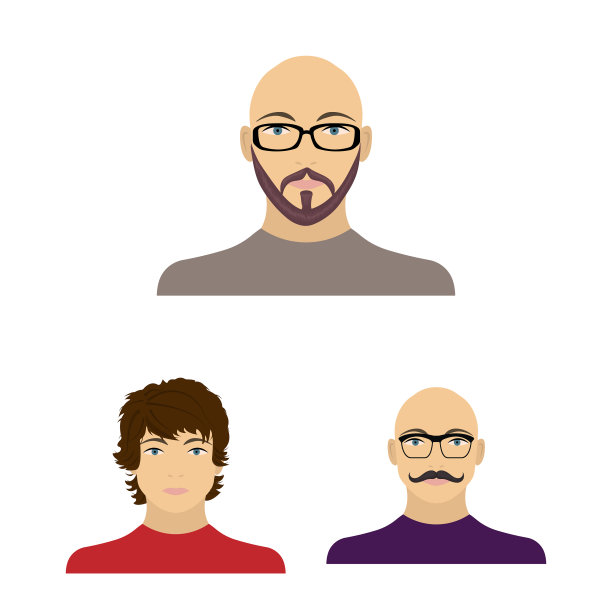 阿凡达和脸卡通图标在集合图片下载