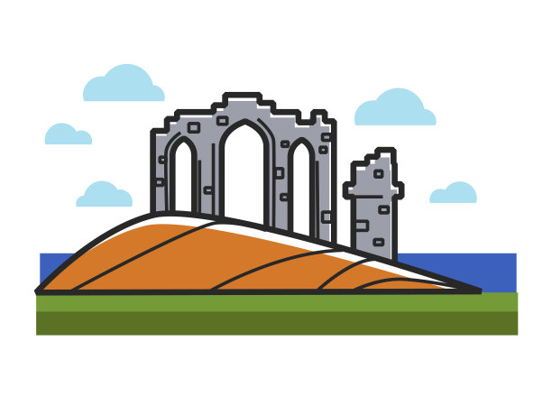 附近山上的苏格兰石拱遗迹图片下载