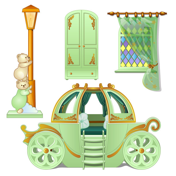 儿童房的一套家具是孤立的图片下载