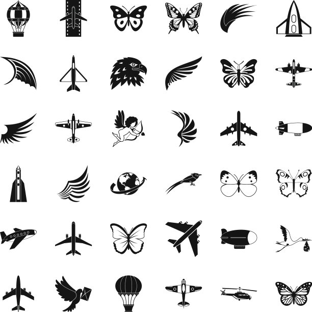 航空航天图标设置微笑风格图片下载