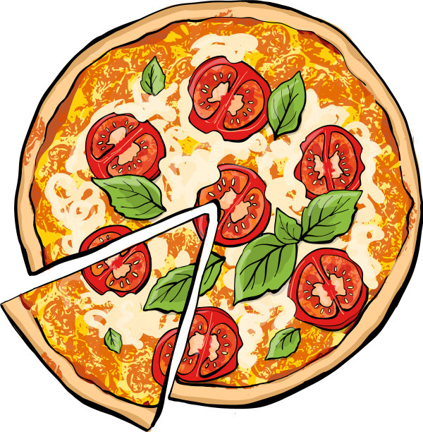 披萨玛格丽塔配切片图片下载