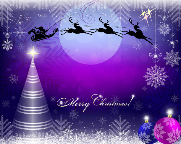 蓝色的圣诞背景与圣诞老人图片下载