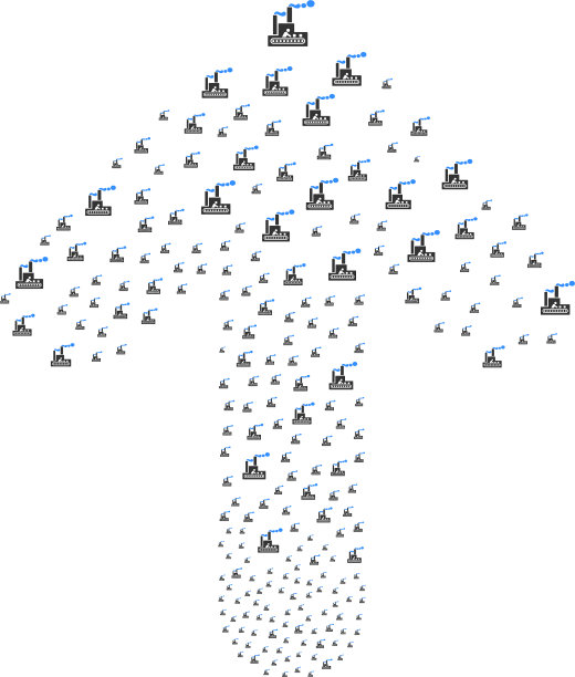 向上运动的箭头形状与织物建筑图片下载