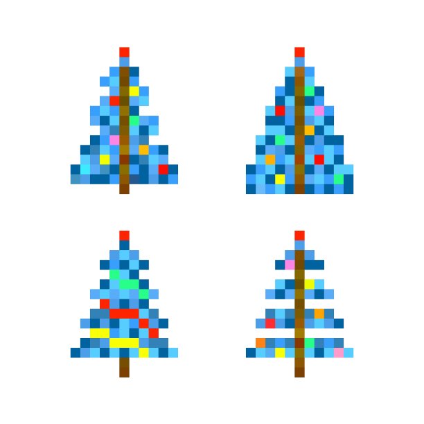 一套四像素艺术圣诞树图片下载