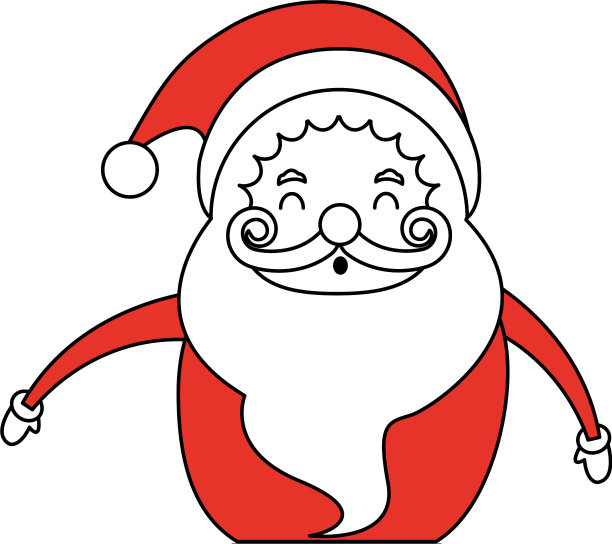 彩色剪影形象卡通半肥圣诞老人图片下载