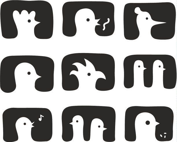 一套手绘的鸟图标图片下载