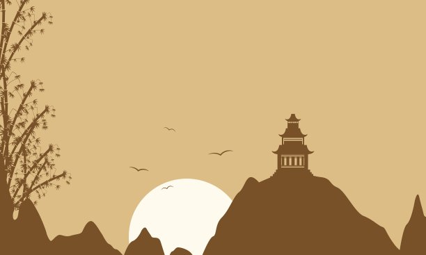 棕色背景上的亭子剪影图片下载