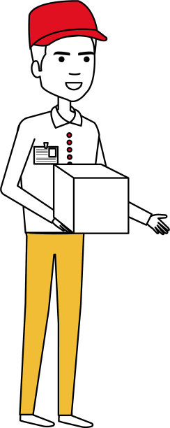 快递工人与盒子化身的角色图片下载